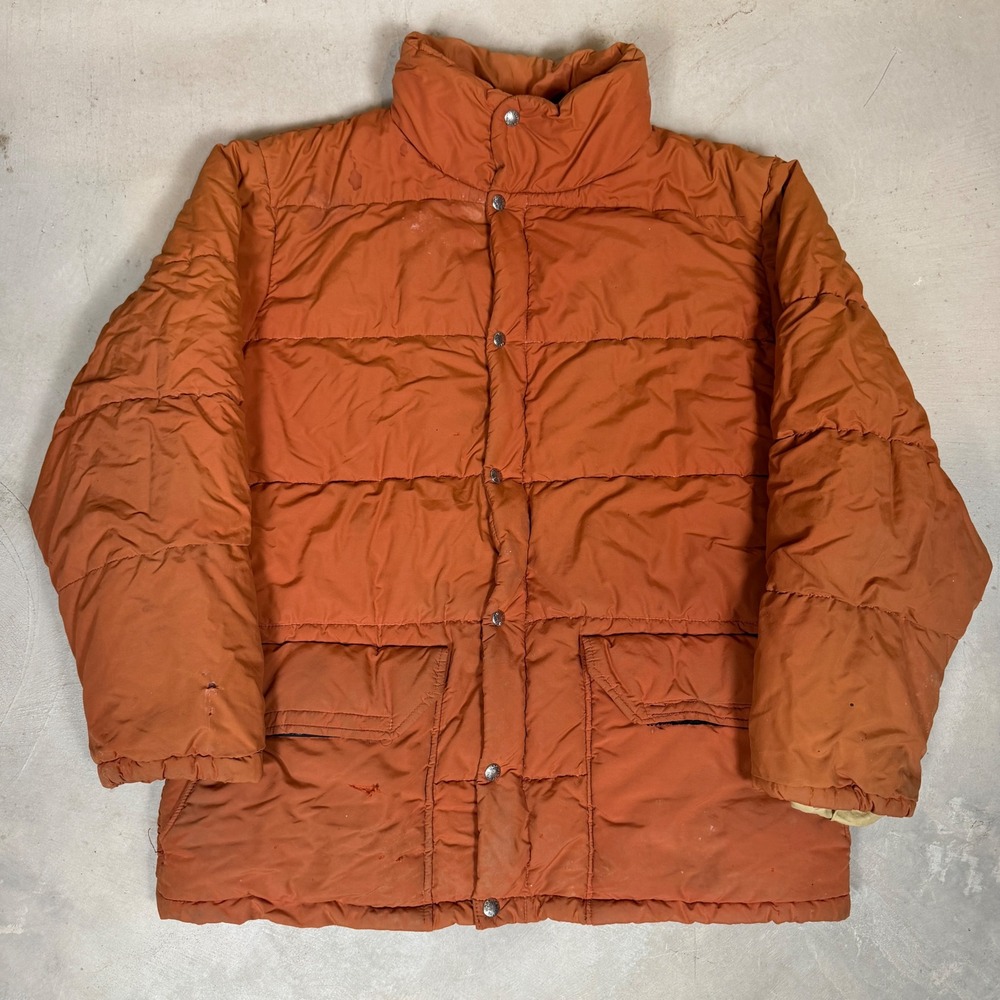 Vintage The North Face Brown Label Puffer Jacket Orange XL 70s Made in USA Talon